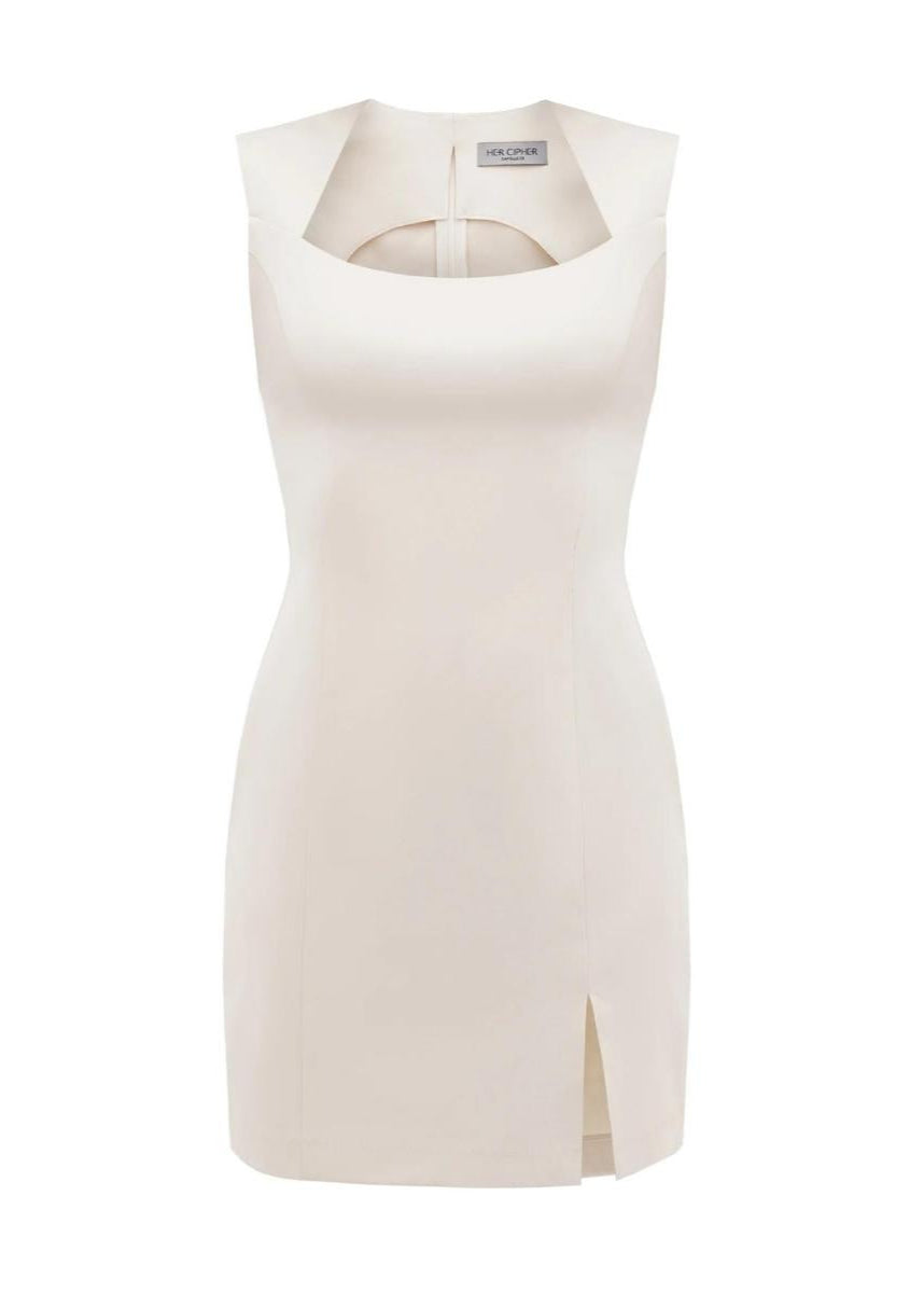 empire waist cotton a-line mini dress in sand Women's Empire Waist Mini Dresses