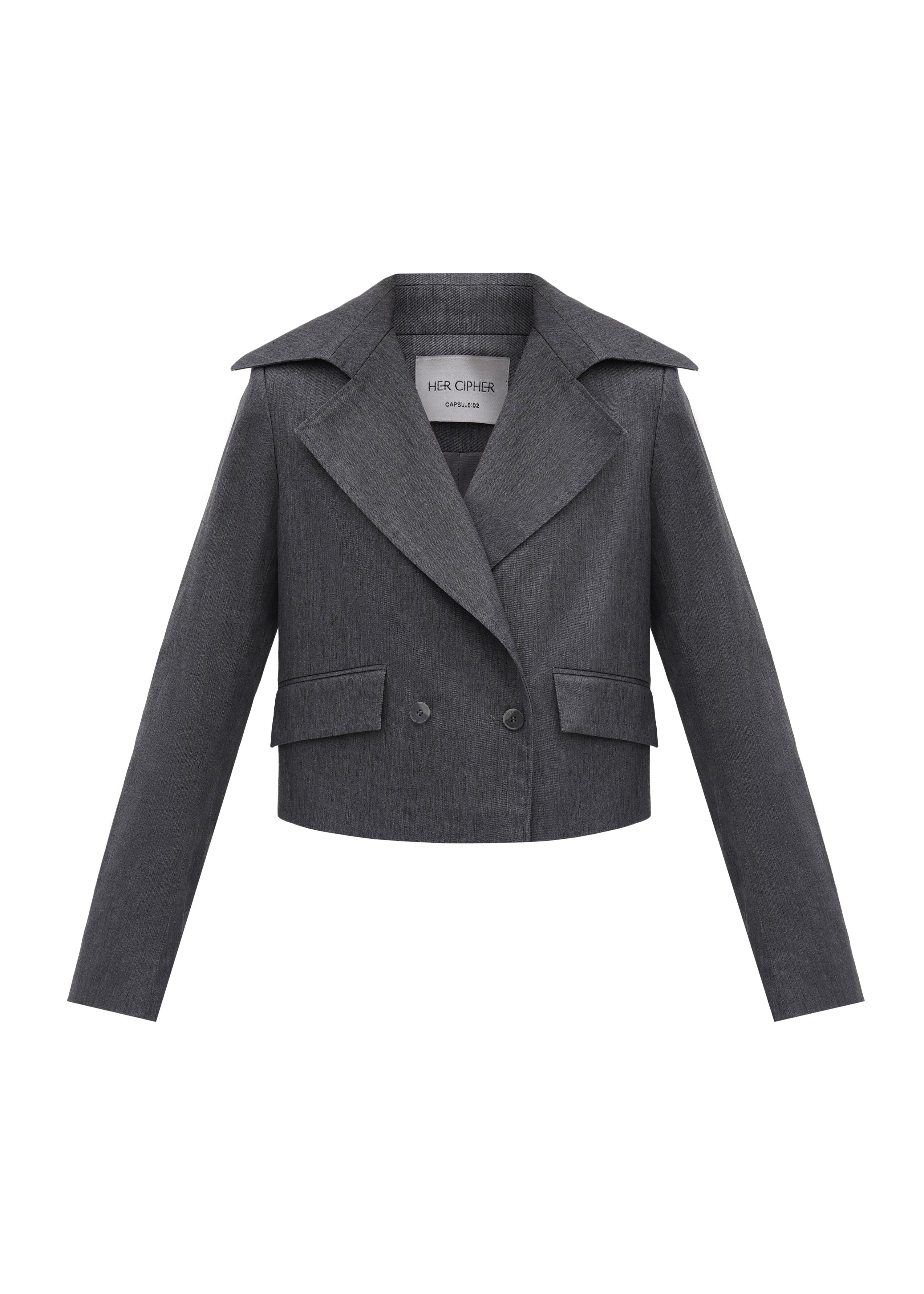 SeaSycle cropped trench jacket by HER CIPHER front in color graffite