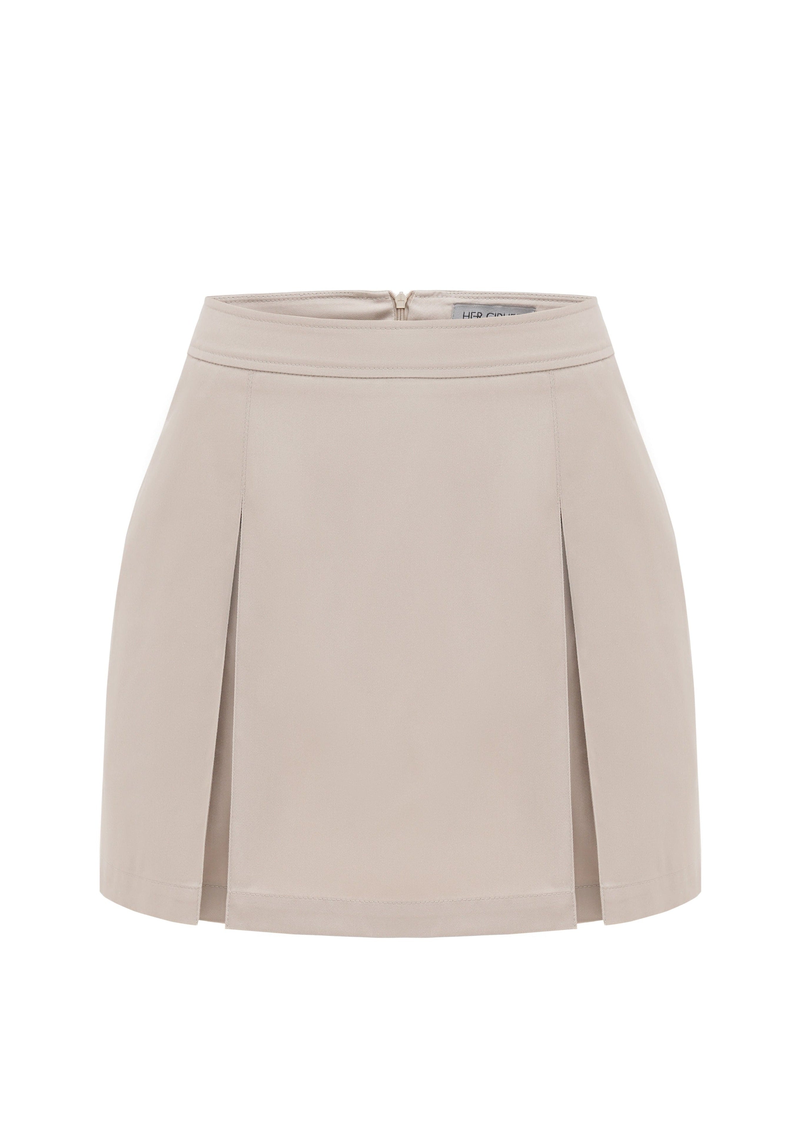 SeaSycle mini pleated skirt beige color created from a blend of recycled polyester and organic cotton