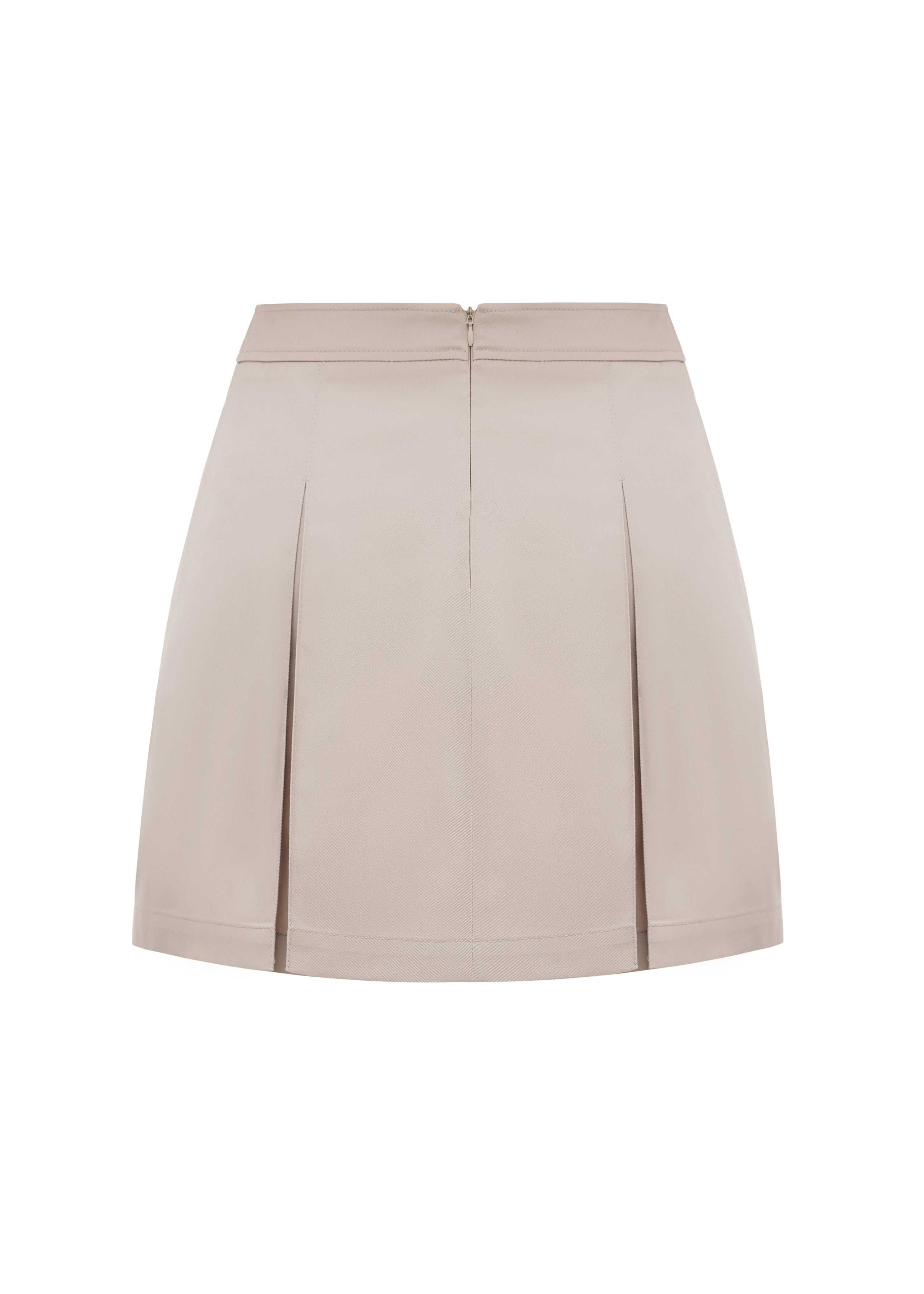 Sustainable mini skirt back by Her Cipher with a zipper in color Sand