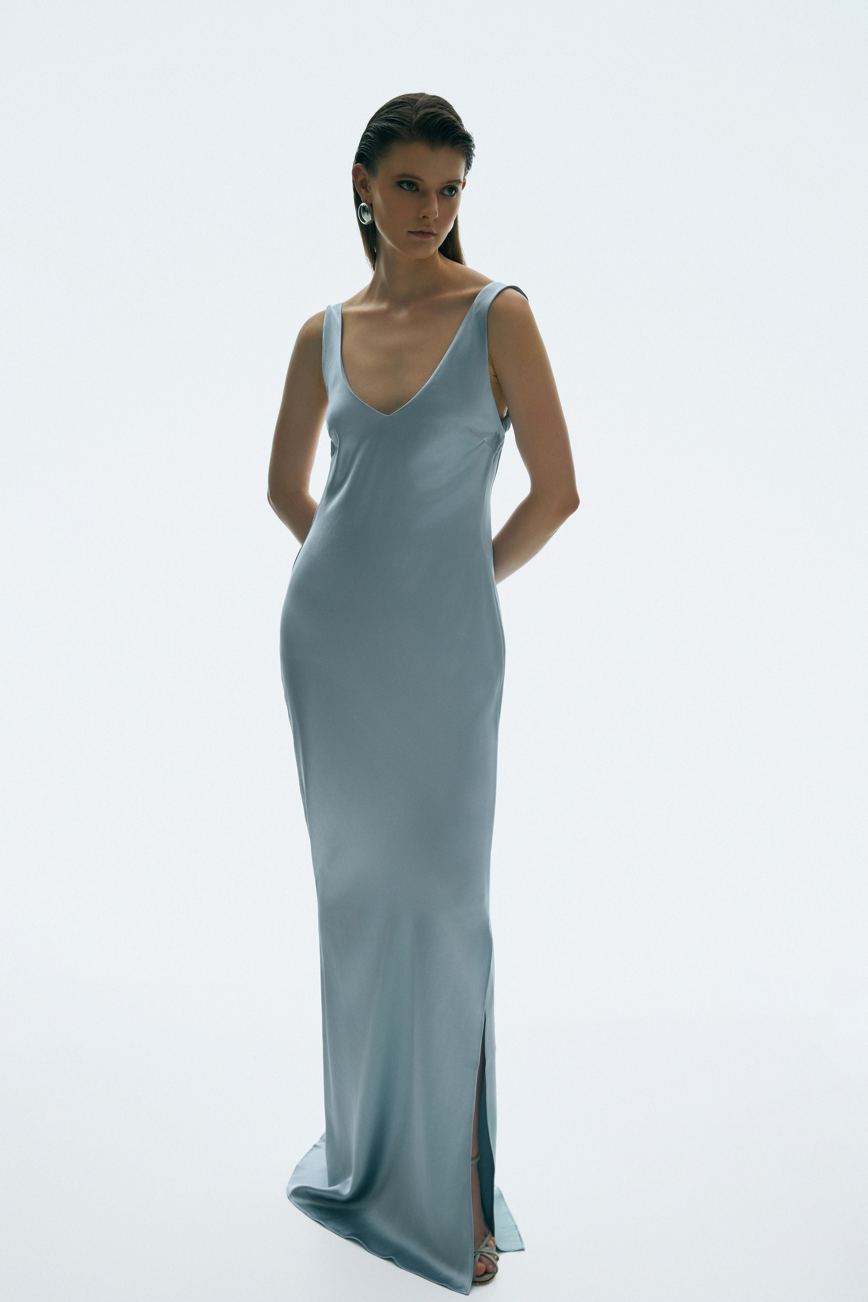 evening dress formal by sustainable clothing brands 
blue dress