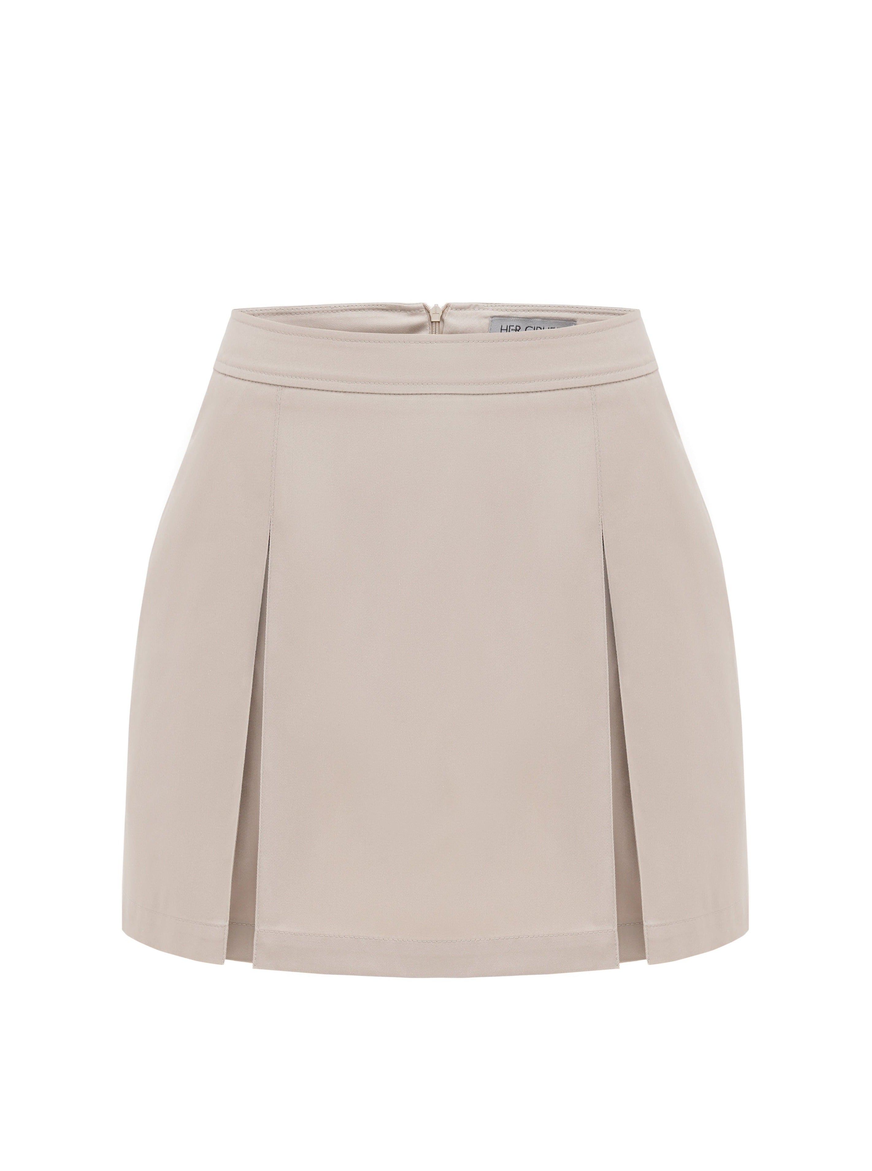 SeaSycle mini pleated skirt beige color created from a blend of recycled polyester and organic cotton