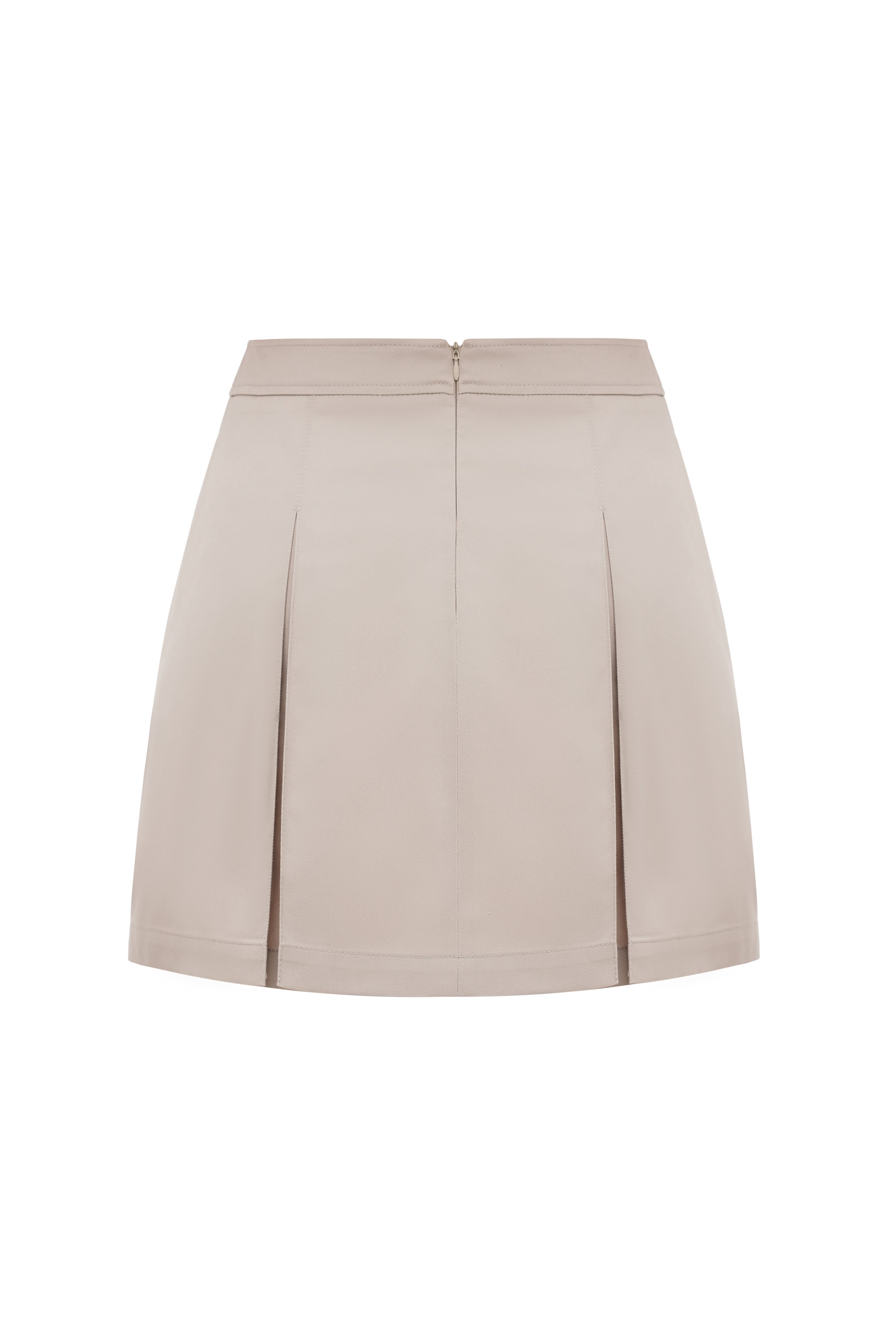 Sustainable mini skirt back by Her Cipher with a zipper in color Sand