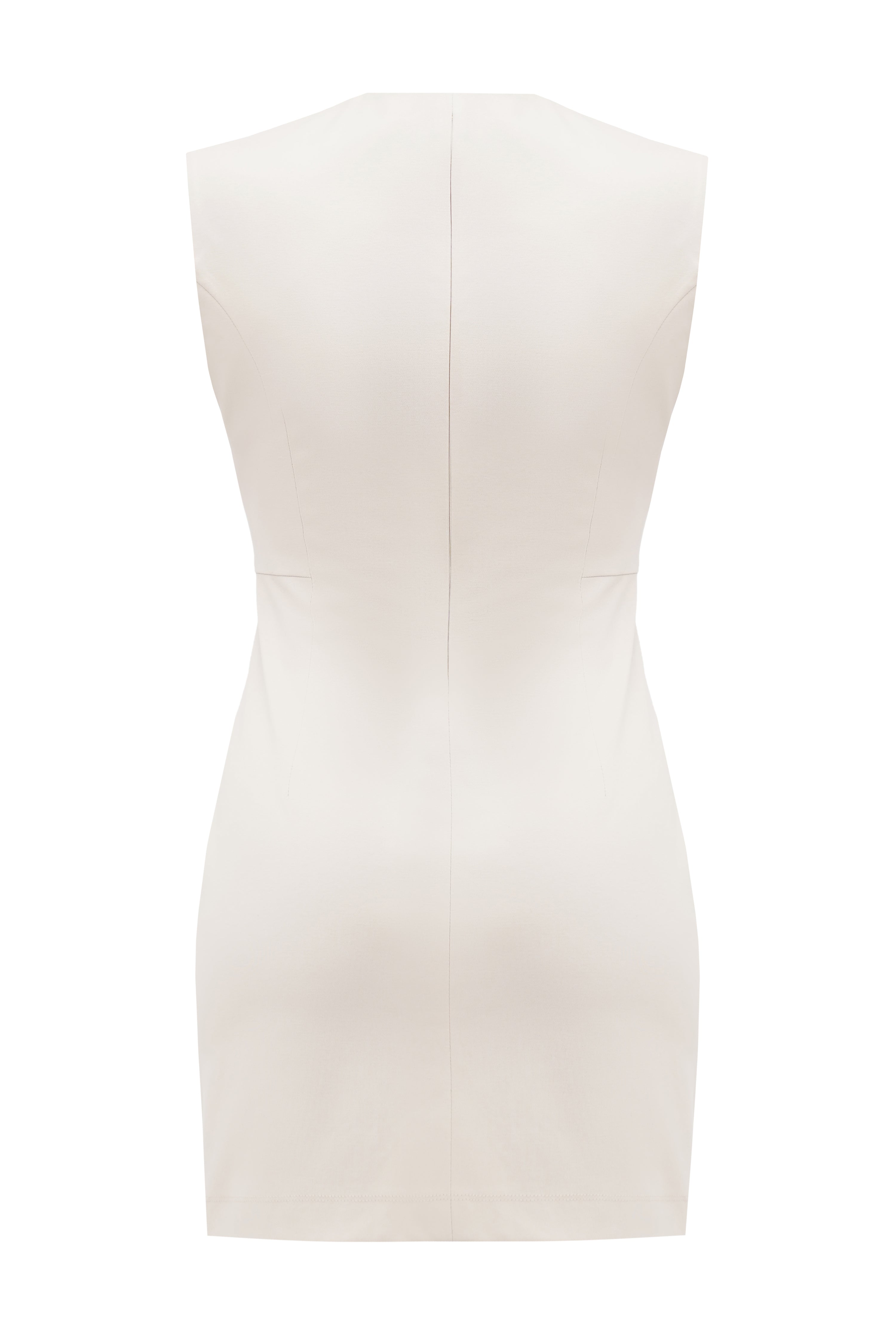 Back of an organic cotton mini dress with a invisible zipper in a middle